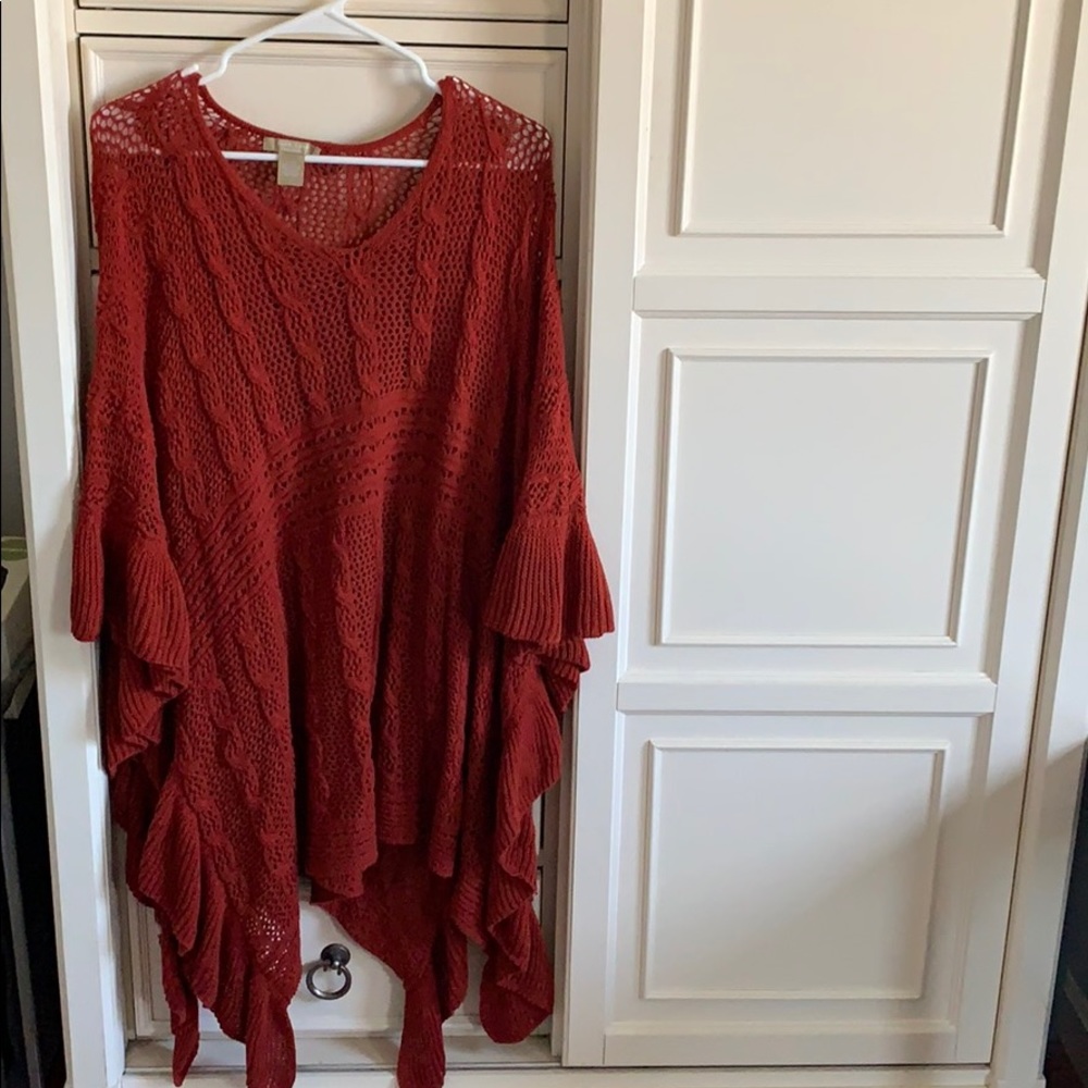 Orange/Red Poncho with Arm Holes